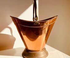 Vintage Copper & Brass Coal Scuttle or Vase Beaten Metal Decorative Piece