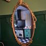 Mirror Vintage painted Gold metal framed oval Mirror Image 3