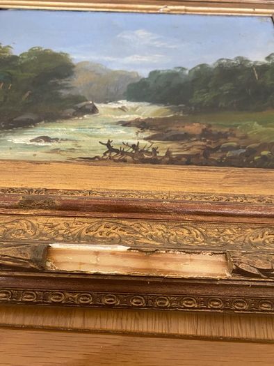 Small 19th Century Oil on Canvas in Gilt Frame
