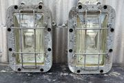 Vintage extremely large Prism Flameproof Explosion proof bulk head lights, reputed to be from Avoca mine. X2
