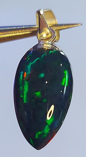 Ethiopian Black Opal Pendant 1.9 ct on 925 Silver