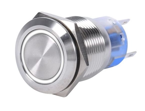 19mm 12v Stainless Steel Silver Shell Self Locking LED Waterproof Switch 5pieces