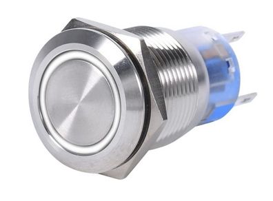 19mm 12v Stainless Steel Silver Shell Self Locking LED Waterproof Switch 5pieces