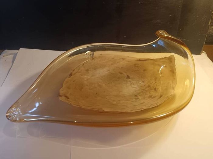 Large Murano Style Hand Blown Glass Dish