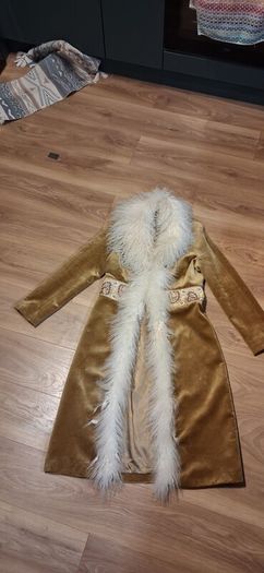 Rare Vintage 1999 Karen Millen Penny Lane Velvet Coat | Real Sheepskin Trim | Size 14 Afghan