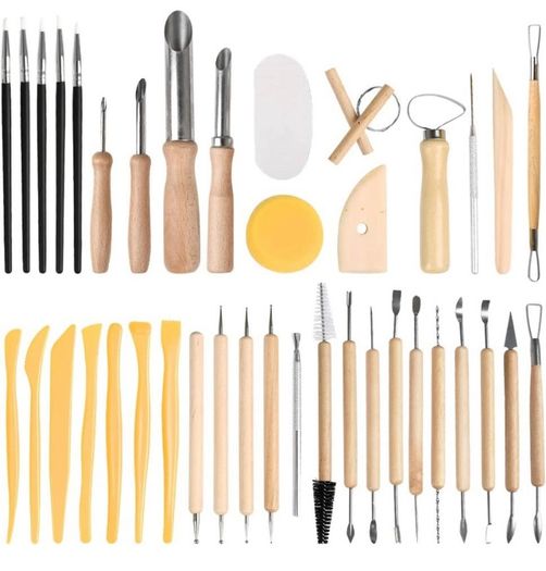 40Pcs Pottery Clay Sculpting Tools, Wooden Pottery Carving Tools Set Sculpture Ceramic Tools Kit Used for for Shaping, Modeling, Smoothing (FREE POSTAGE)