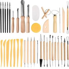 40Pcs Pottery Clay Sculpting Tools, Wooden Pottery Carving Tools Set Sculpture Ceramic Tools Kit Used for for Shaping, Modeling, Smoothing (FREE POSTAGE)