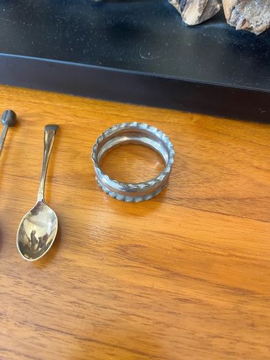 Antique Silver Plated Spoons & Napkin Ring