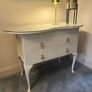 Unique Dressing Table kidney shape white glass top Image 2