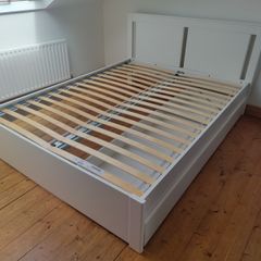 IKEA King Size White Songesand Bed Frame