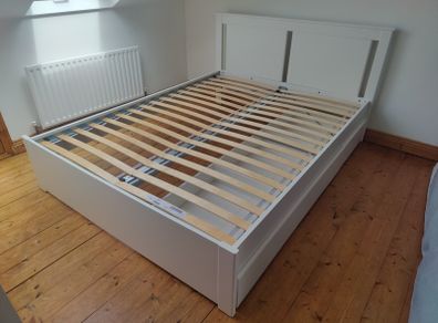 IKEA King Size White Songesand Bed Frame