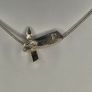 Solid Sterling Silver Snake Chain Necklace with Modernist Cross Pendant 925 Italy Image 4