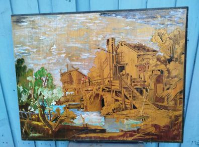 2 X old Painted wood panels