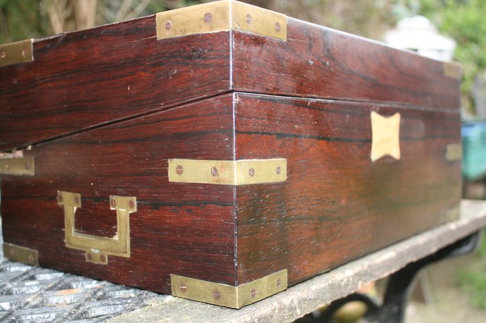 Antique Wooden Writing Box 19th century ,Brass fittings