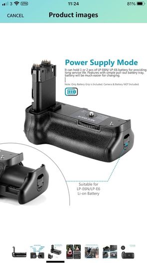 Neewer Battery Grip for Canon 70d/80d/90d
