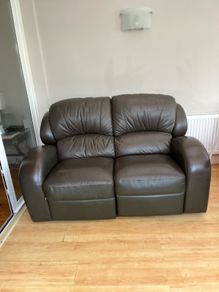 2 seater brown leather recliner
