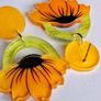 Open Arch Upside Down Yellow Sunflower Drop Earrings Image 5