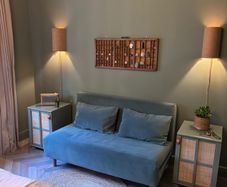 Sage green velvet sofa bed (double)