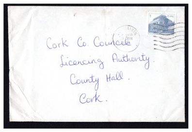 1984 Ireland Penny Post Day Commercial Use to Cork Co. Council