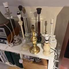 Mix and Match Lamp Shades and Bases - A Large Selection of Table Lamps - Denby, Laura Ashley, Marble Spiral Pillar Lamp, Ceramic Stacked Stone Style base, Small Alabaster / Marble lamps, Solid Brass, Chrome Reading lamp, Solid Wood Base and many more