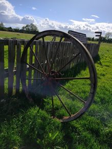 antique vintage metal spoked wheel