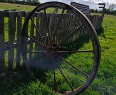 antique vintage metal spoked wheel