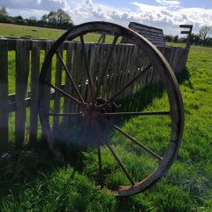 antique vintage metal spoked wheel