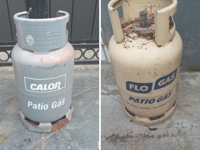 patio gas bottles ( half full)
