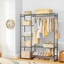 Clothes Rail with Shelves Metal Wardrobes for Bedroom Clothing Rack Open Wardrobe, With 4 Tiers Shelves, Portable & Free Standing, Clothes Rails for Bedroom Image 2