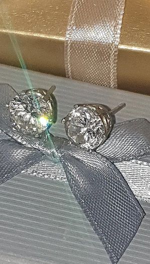 Vintage Hallmarked Silver White Sapphire Earrings