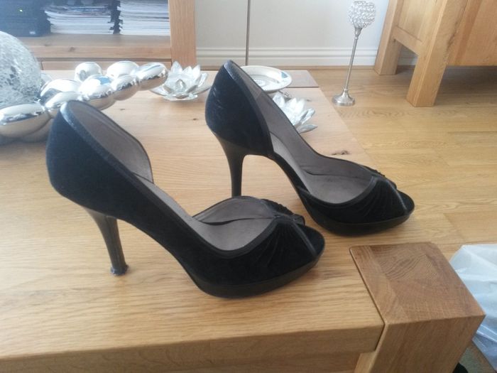 Office black suede peep toe high heels shoes