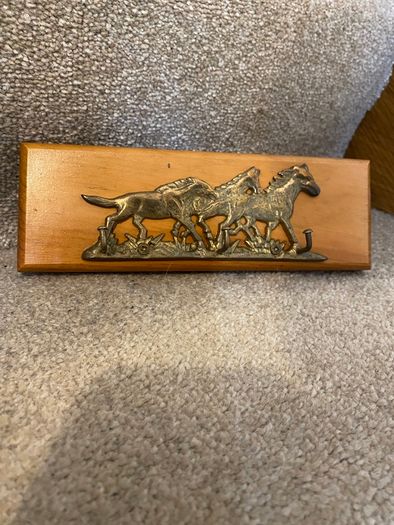 Vintage Brass Horse Key Hanger Wall Mounted