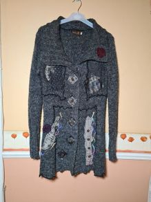 womens Tivoli 30% wool jumper long cardigan tunic sweater Size Medium