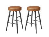 Set of 2 Bar Stools  Caramel Brown