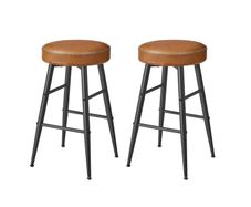 Set of 2 Bar Stools  Caramel Brown