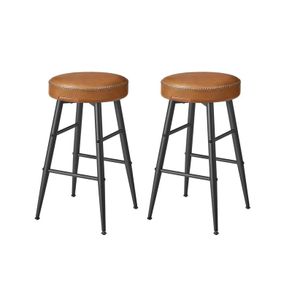 Set of 2 Bar Stools  Caramel Brown