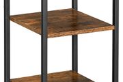 Tall Bedside Table With One Drawer And 2 Shelves, Space-Saving Industrial Style, Vintage Brown/Black