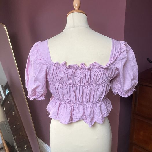 Glassworks London S/M Lilac Puff Sleeve Crop Top