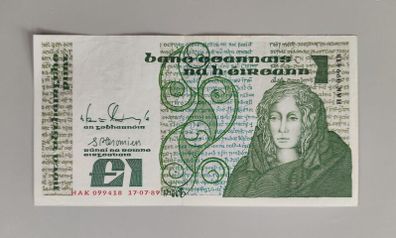 1 Punt Pound Ireland 1989 Queen Medb Banknote