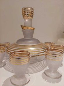 Vintage Glass Liquor Decanter Set