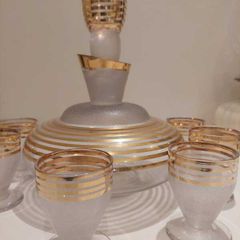 Vintage Glass Liquor Decanter Set