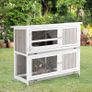 Wooden Rabbit Hutch Two Tier Guinea Pig Cage Elevated Multi-Door Pet House Bunny Cage w/ Rain Cover, Wheels, Trough, Ramp, Slide-Out Tray (FREE POSTAGE) Image 5