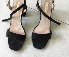 Ladies black suede sandals. Size 7