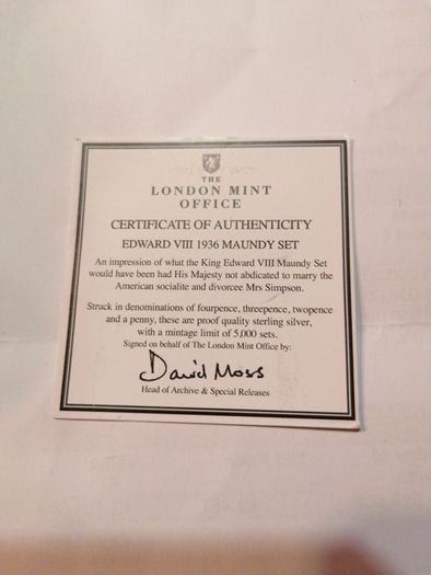 1936 Maundy Silver proof Set