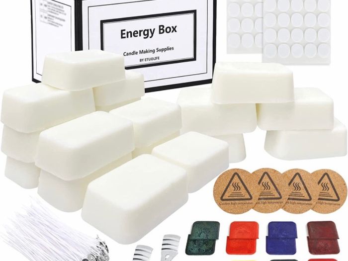 Candle Making Kit, DIY Candle Making Supplies, Enough Soy Wax for Making Candle, 50pcs Candle Wicks Stickers, 8 Color Dye Wax, 4pcs Insulation Mats, Candle Wax, Candle Making Kits