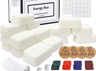 Candle Making Kit, DIY Candle Making Supplies, Enough Soy Wax for Making Candle, 50pcs Candle Wicks Stickers, 8 Color Dye Wax, 4pcs Insulation Mats, Candle Wax, Candle Making Kits