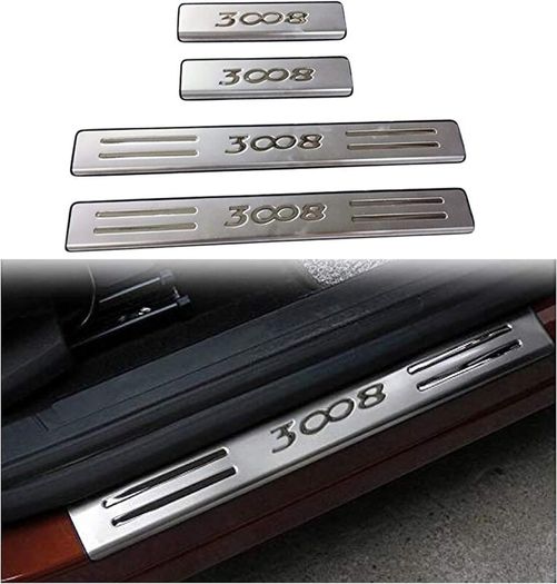 PEUGEOT 3008 Car Accessories Outer Door Sill Scuff Threshold Plate Trim Cover Pedal Guard Protector Stickers 4PCS Stainless Steel