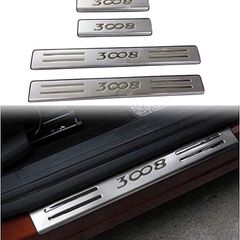 PEUGEOT 3008 Car Accessories Outer Door Sill Scuff Threshold Plate Trim Cover Pedal Guard Protector Stickers 4PCS Stainless Steel