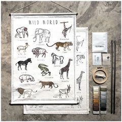 Numero 74 Embroidered School Poster Kit Wild Animal 50x70cm