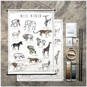 Numero 74 Embroidered School Poster Kit Wild Animal 50x70cm